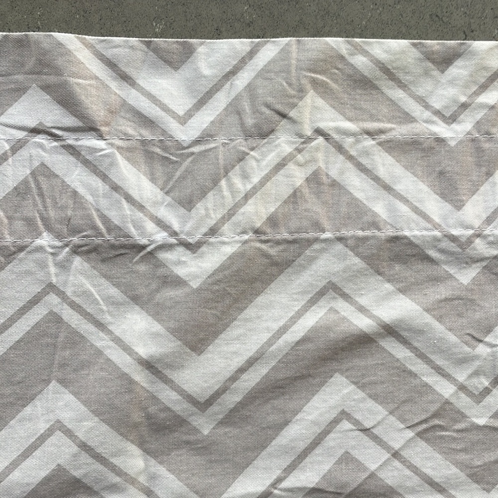 Window valences -gray and white chevron - one pair